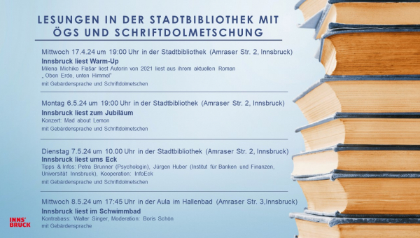 Lesungen in der Stadtbibliothek mit ÖGS und Schriftdolmetschung